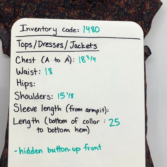 Eddie Bauer Navy burgundy Paisley cap sleeve button front lace cutout blouse Med - Picture 14 of 15